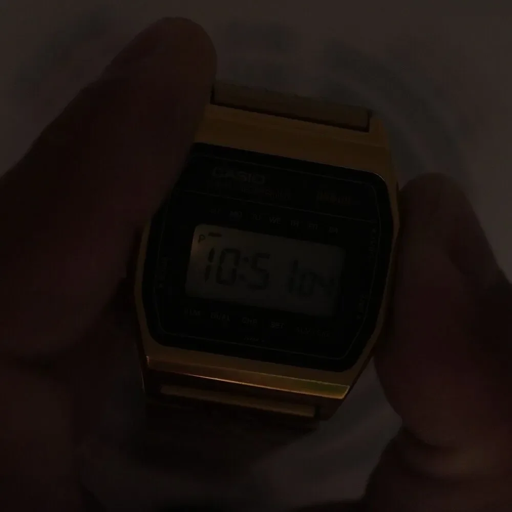 Vintage Casio 1980s A661G Slim Gold Digital Watch Module 237 Alarm Chronograph